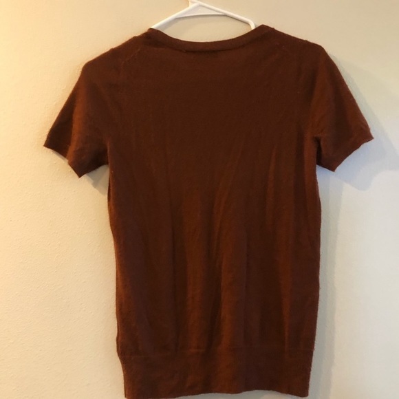 J. Crew Collection 100% Cashmere Chocolate Brown Short Sleeve XS - Picture 4 of 5